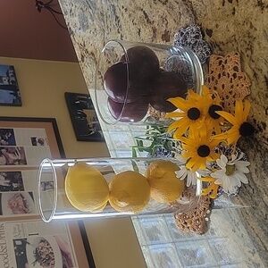 Two glass flower vases